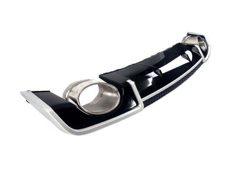 Диффузор (заднего бампера) Black Silver/Chrome Pipe (в стиле RS3) Sedan на Audi A3 2012-2016 429695 фото