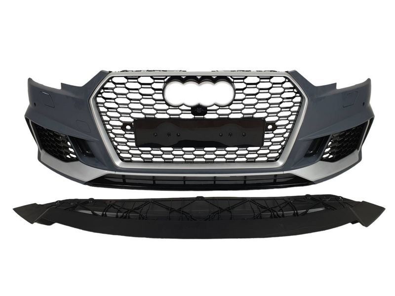 Передний бампер на Audi A4 B9 2015-2019 в стиле RS4 без радаров V3 428678 фото