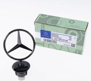 Эмблема в капот Mercedes W221, W222 черный глянец 522452 фото