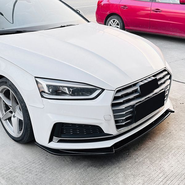 Сплітер губа переднього бамперу на Audi A5 B9 2017-2020 S-Line бампер Чорний глянець 522610 фото