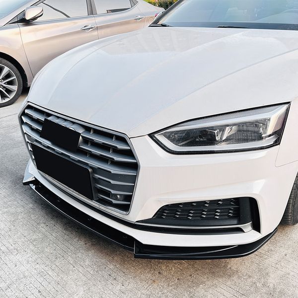 Сплітер губа переднього бамперу на Audi A5 B9 2017-2020 S-Line бампер Чорний глянець 522610 фото