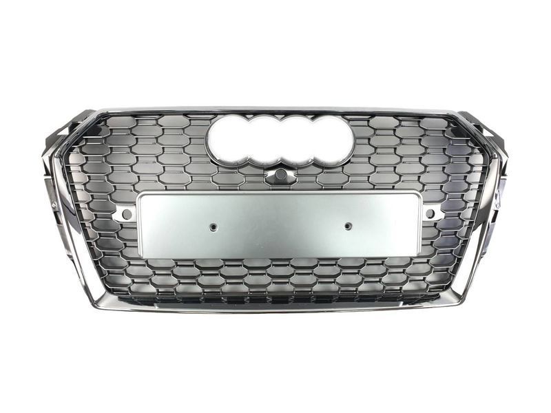 Решітка радіатора на Audi A4 B9 2015-2019 стиль RS4 Silver Chrome 427280 фото