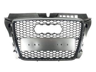 Решітка радіатора на Audi A3 2008-2012 стиль RS3 Silver Chrome 430234 фото