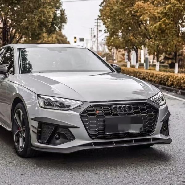 Дифузор переднього бампера на Audi A4 S4 2020-2025 B9.5 стиль ABT імітація карбону 522904 фото