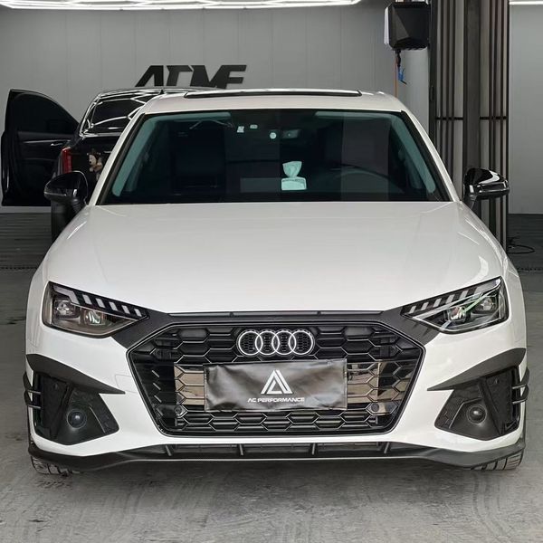 Дифузор переднього бампера на Audi A4 S4 2020-2025 B9.5 стиль ABT імітація карбону 522904 фото