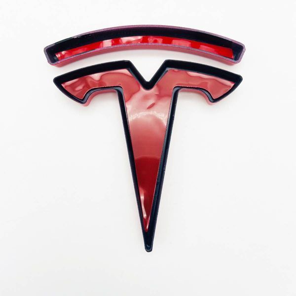 Накладки на эмблеми Tesla Model S 2016-2020 перед і зад Красний 418355 фото