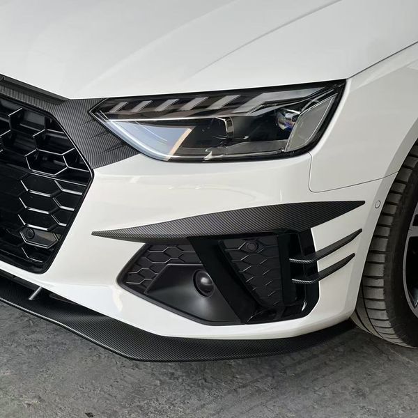 Дифузор переднього бампера на Audi A4 S4 2020-2025 B9.5 стиль ABT імітація карбону 522904 фото