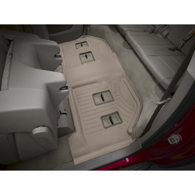 3D килимки для Cadillac Escalade ESV Bench seating, Chevrolet Suburban Bucket Seating 2015- бежеві 3 ряд WeatherTech 456079