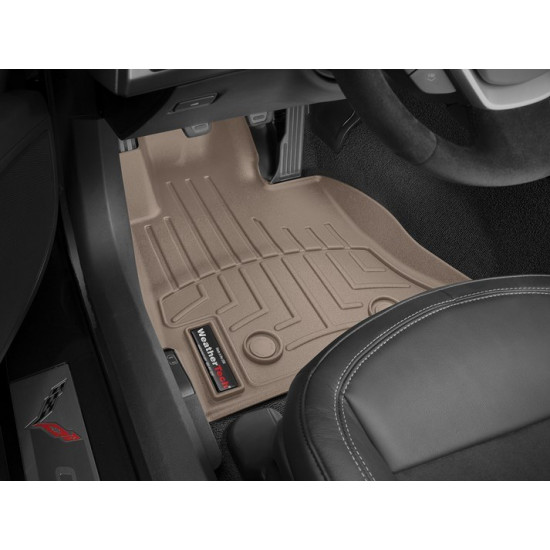 3D килимки для Chevrolet Corvette 2014- бежеві передні WeatherTech 455891