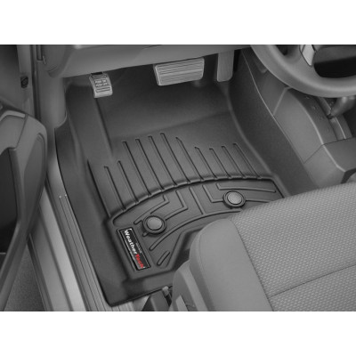 3D килимки для Chevrolet Silverado, GMC Sierra 2014-2018 Double Cab Vinil чорні передні WeatherTech 449681V
