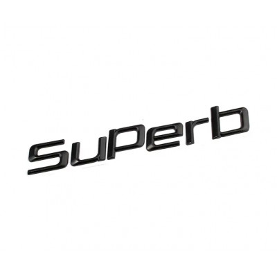 Автологотип емблема напис Skoda Superb чорний глянець ABS пластик
