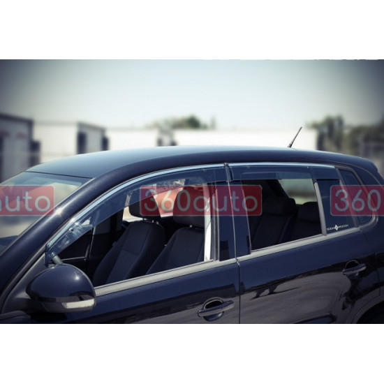 Дефлектори вікон для Volkswagen Tiguan 2009-2017 з хром молдингом WELLvisors 3-847VW002