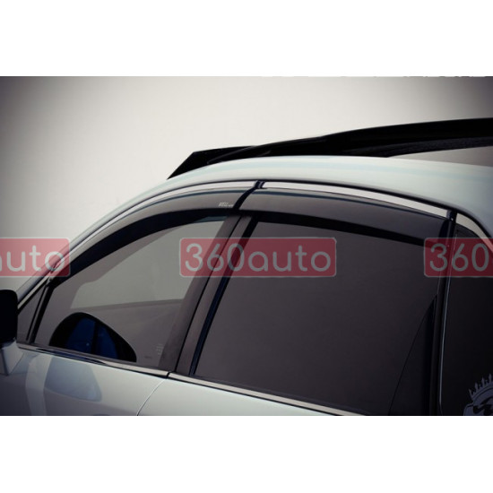 Дефлекторы окон на Toyota Venza 2008-2015 с хром молдингом |Ветровики WELLvisors 3-847TY036
