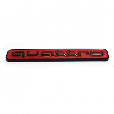 Автологотип шильдик емблема напис Audi Quattro 4G0853737 95мм чорна з червоним