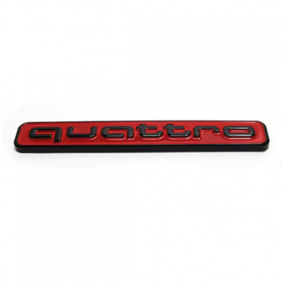 Автологотип шильдик эмблема надпись Audi Quattro 4G0853737 95мм черная с красным