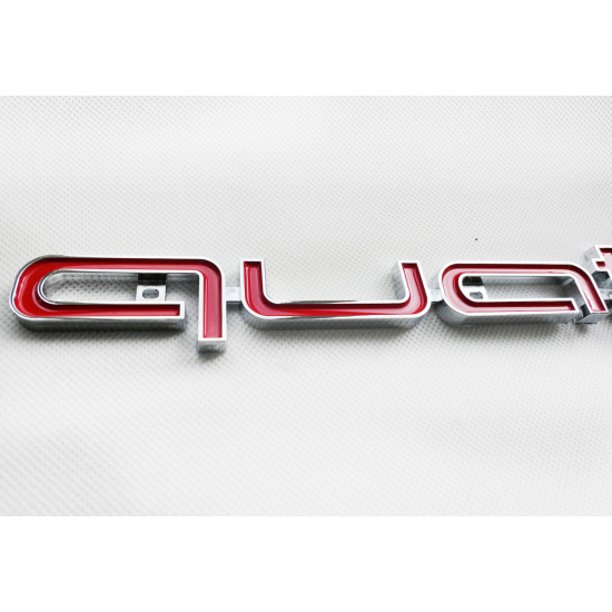 Автологотип шильдик емблема Quattro на решітку радіатора в стилі RS для Audi A1, A3, A4, A5, A6, A7, Q3, Q5, Q7 red
