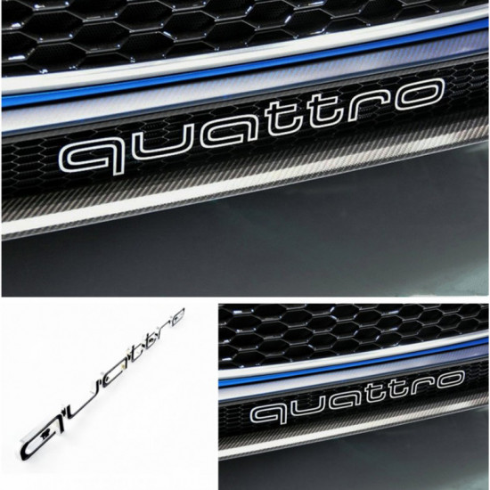 Автологотип шильдик эмблема Quattro на решетку радиатора в стиле RS для Audi A1, A3, A4, A5, A6, A7, Q3, Q5, Q7