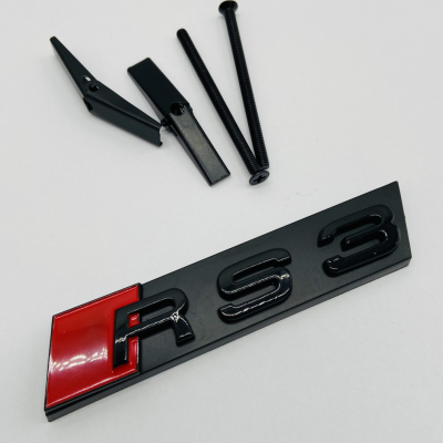 Автологотип шильдик эмблема надпись Audi RS3 в решетку радиатора черная Emblems 170775