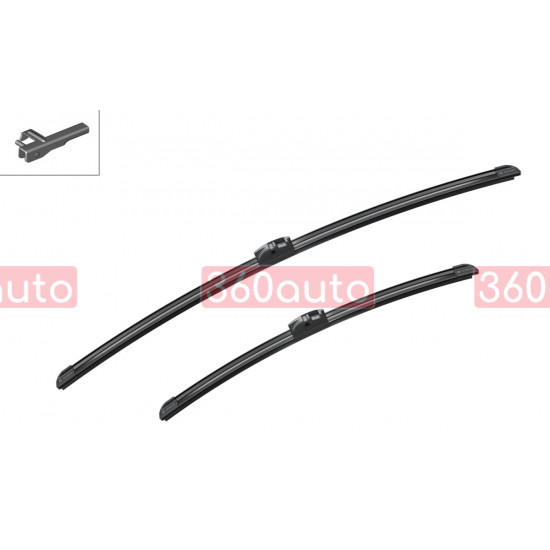 Передні двірники для BMW 7 F01, F02, F03, F04 2008-2015 | Щітки склоочисника безкаркасні Bosch AeroTwin A 523 S 650/450 мм