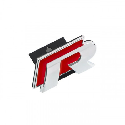Автологотип шильдик эмблема надпись Volkswagen R-line red chrome в решетку радиатора