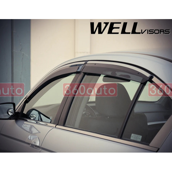 Дефлекторы окон на Honda Accord 2008-2013 с хром молдингом |Ветровики WELLvisors 3-847HD017