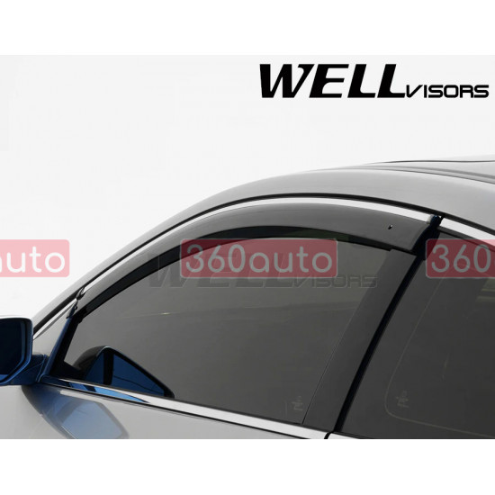 Дефлекторы окон на Honda Accord 2013-2017 Coupe с хром молдингом |Ветровики WELLvisors 3-847HD031