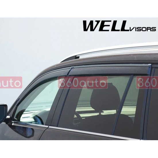 Дефлектори вікон для Volkswagen Atlas 2019- з чорним молдингом WELLvisors 3-847VW017