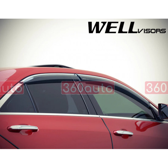 Дефлектори вікон для Cadillac ATS 2013-2018 з хром молдингом WELLvisors 3-847CA003