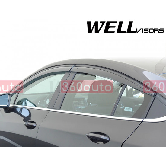 Дефлектори вікон для Chevrolet Cruze 2016- з чорним молдингом WELLvisors 3-847CH018