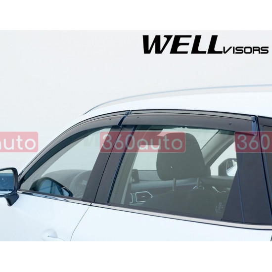 Дефлектори вікон для Mazda CX-5 2017- з чорним молдингом WELLvisors 3-847MZ018
