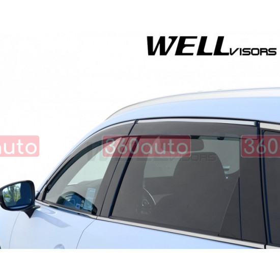 Дефлектори вікон для Mazda CX-9 2017- з хром молдингом WELLvisors 3-847MZ014