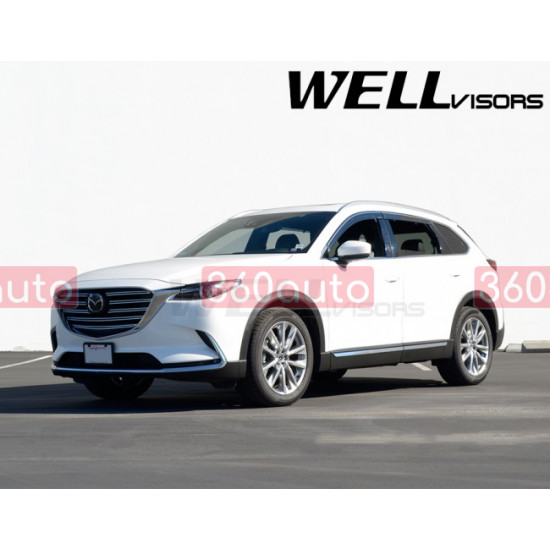 Дефлектори вікон для Mazda CX-9 2017- з хром молдингом WELLvisors 3-847MZ014