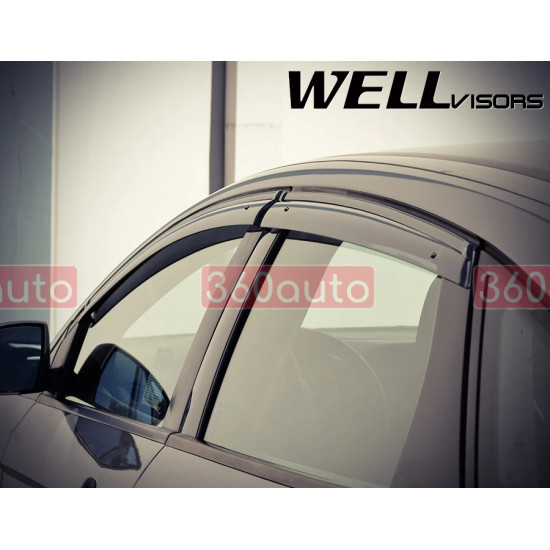 Дефлектори вікон для Ford Focus 2012-2018 з чорним молдингом WELLvisors 3-847FD001
