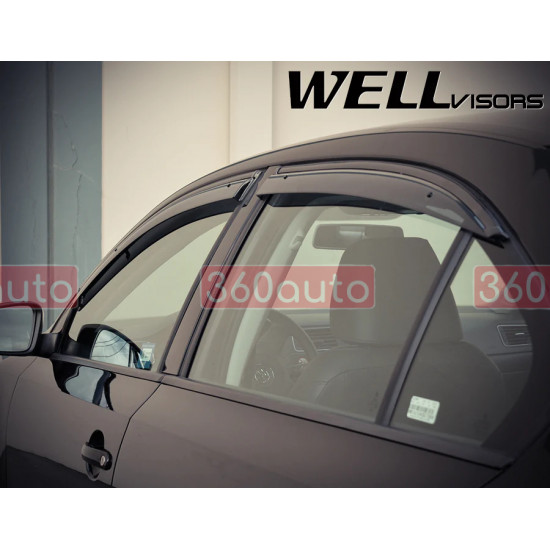 Дефлектори вікон для Volkswagen Jetta 2011-2018 sedan з чорним молдингом WELLvisors 3-847VW012