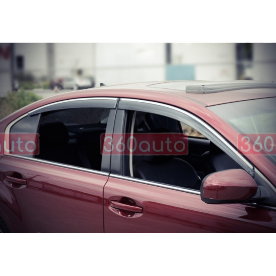 Дефлектори вікон для Subaru Legasy 2010-2014 sedan з хром молдингом WELLvisors 3-847SU005