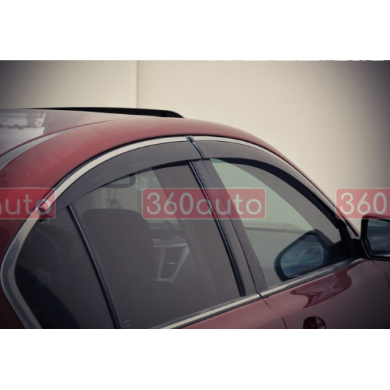 Дефлекторы окон на Subaru Legasy 2010-2014 sedan с хром молдингом |Ветровики WELLvisors 3-847SU005