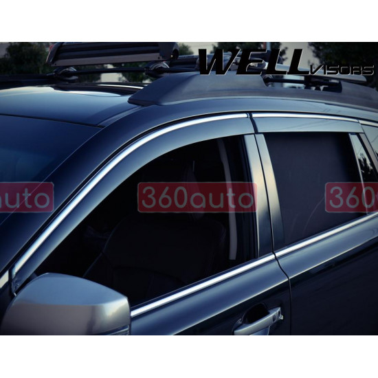 Дефлекторы окон на Subaru Outback 2010-2014 с хром молдингом |Ветровики WELLvisors 3-847SU004
