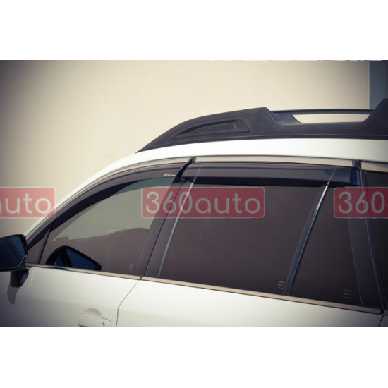 Дефлекторы окон на Subaru Outback 2015-2019 с хром молдингом |Ветровики WELLvisors 3-847SU010