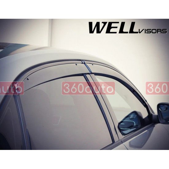 Дефлекторы окон на Volkswagen Passat 2012-2018 с черным молдингом |Ветровики WELLvisors 3-847VW014