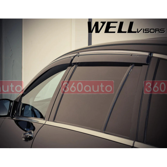 Дефлектори вікон для Mercedes R-class 2006-2012 з хром молдингом WELLvisors 3-847MB012