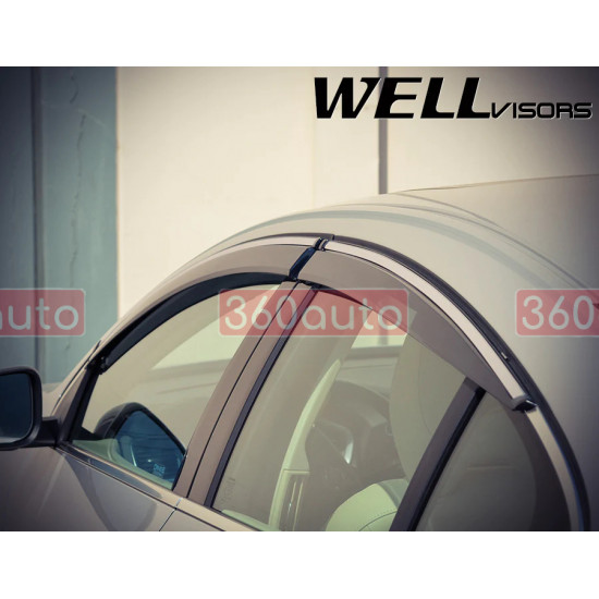 Дефлектори вікон для Volvo S60 2011-2018 з хром молдингом WELLvisors 3-847VO002