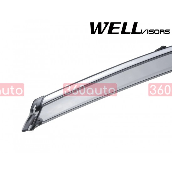 Дефлектори вікон для Volvo S60 2011-2018 з хром молдингом WELLvisors 3-847VO002