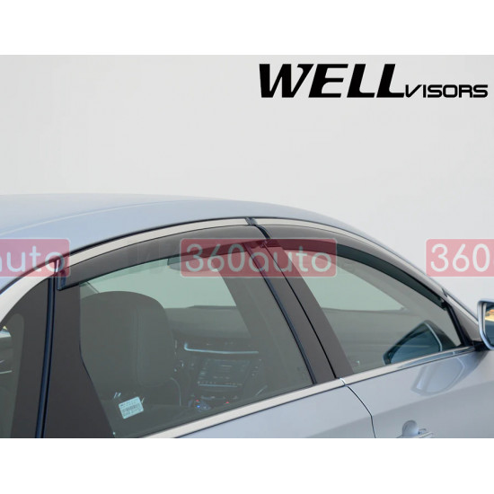 Дефлектори вікон для Cadillac XTS 2013-2018 з хром молдингом WELLvisors 3-847CA002