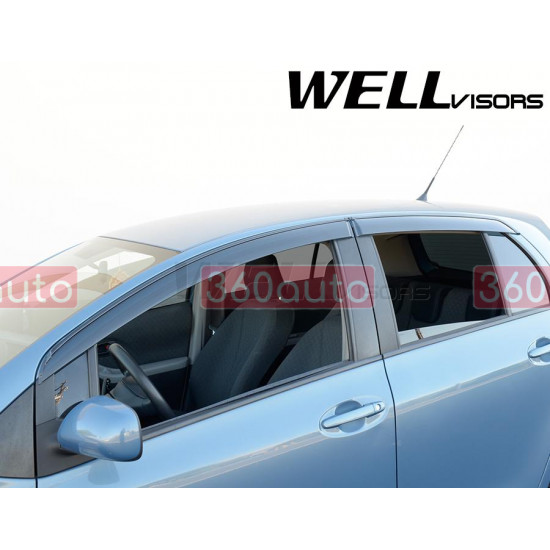 Дефлекторы окон на Toyota Yaris 2006-2012 sedan с черным молдингом |Ветровики WELLvisors 3-847TY026