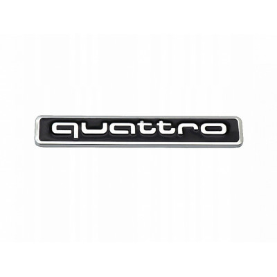 Автологотип шильдик емблема напис Audi Quattro 64x10 мм з чорною заливкою Emblems168274