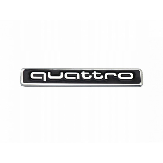 Автологотип шильдик емблема напис Audi Quattro 64x10 мм з чорною заливкою Emblems168274