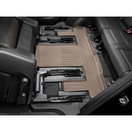 3D килимки для Cadillac Escalade, Chevrolet Tahoe, GMC Yukon 2020- бежеві 3 ряд Bucket Seating WeatherTech 4516323