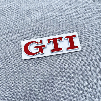 Автологотип шильдик емблема напис Volkswagen GTI на кришку багажника червоний хром