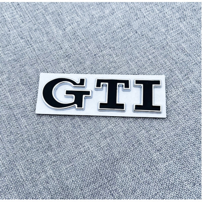 Автологотип шильдик емблема напис Volkswagen GTI на кришку багажника чорний хром