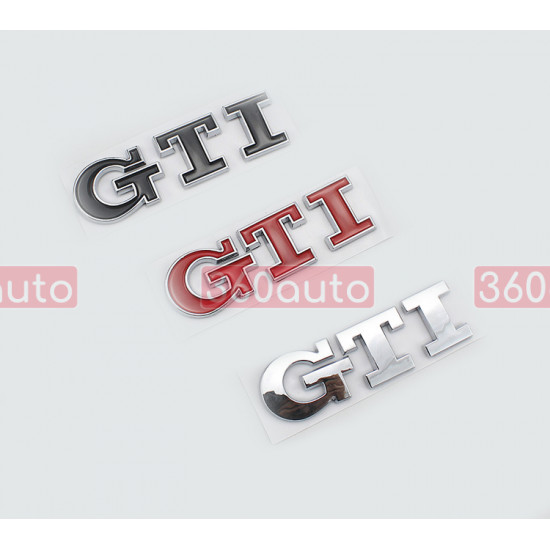 Автологотип шильдик эмблема надпись Volkswagen GTI на крышку багажника черная заливка Emblems 170223